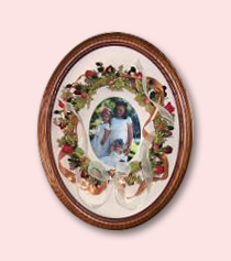 preserved wedding flowers and ribbon encircle photo of flower girls