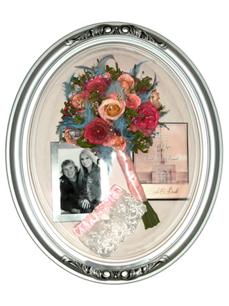 wedding bouquet preservation in silver oval frame